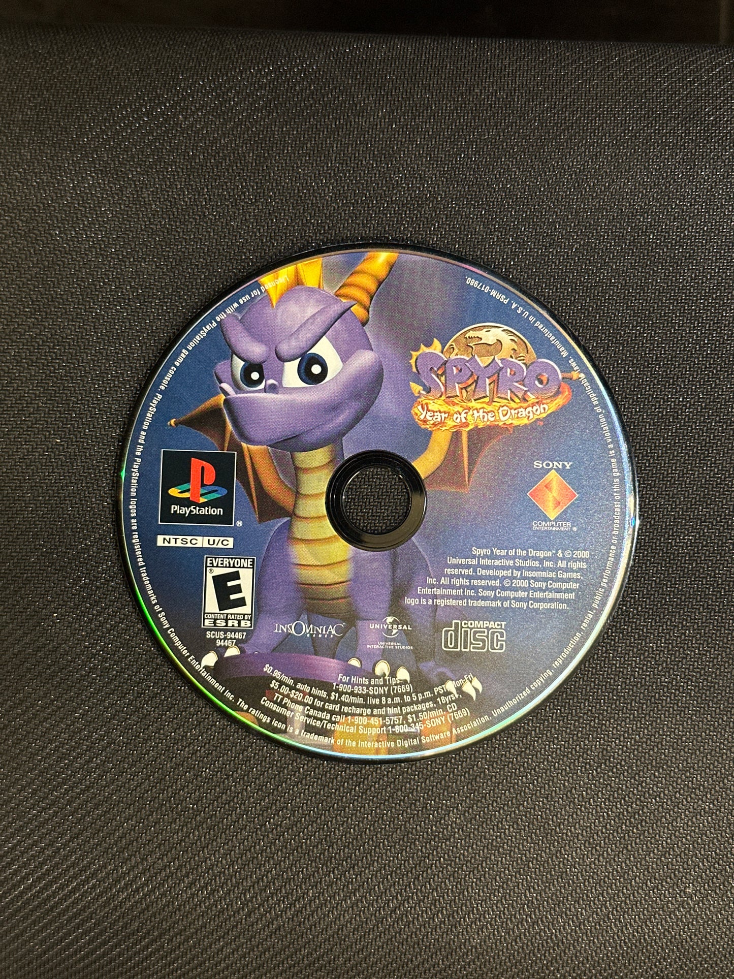 Spyro Year of the Dragon for PlayStation 2 (Loose Disc)