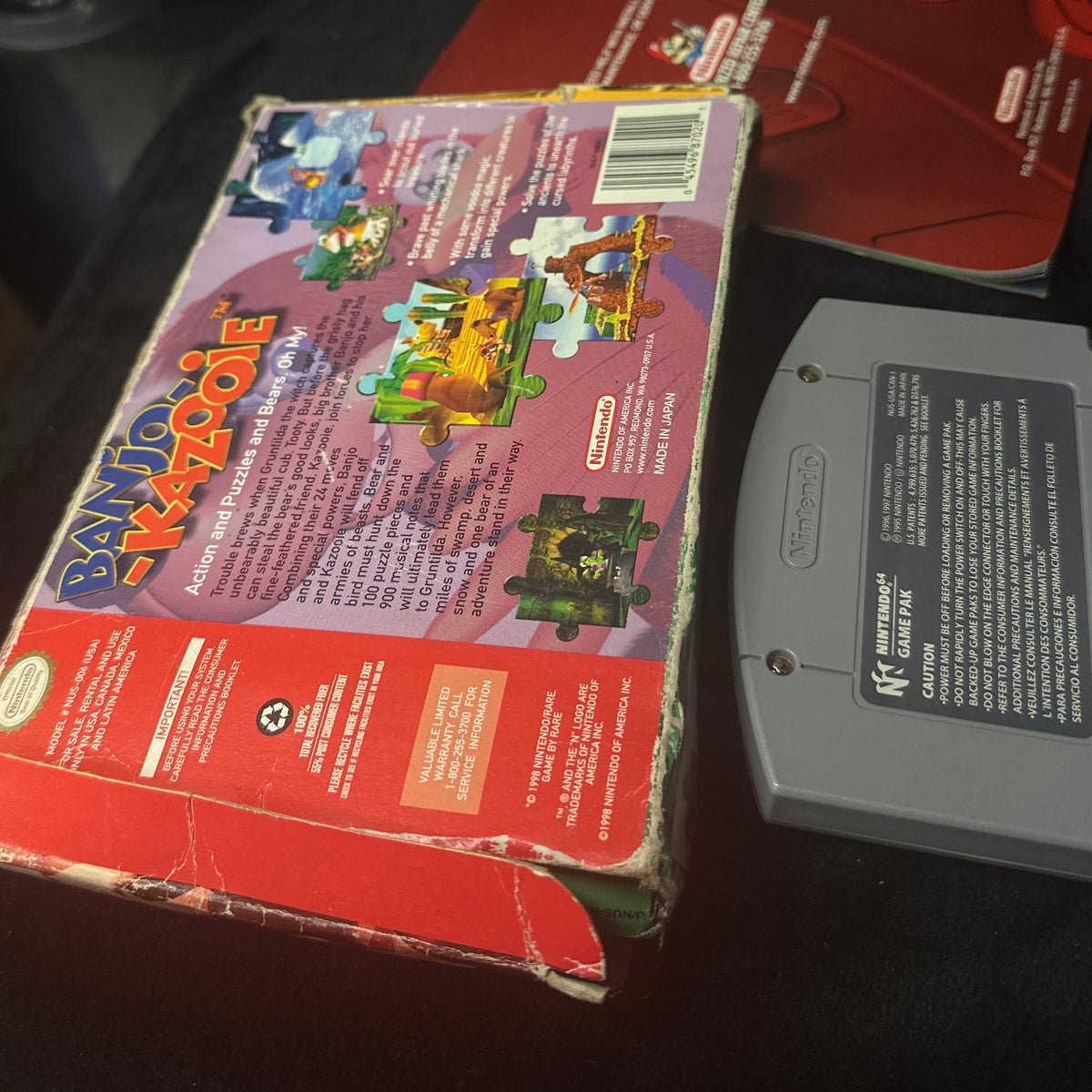 Banjo Kazooie for Nintendo 64 (CIB) Close up back side