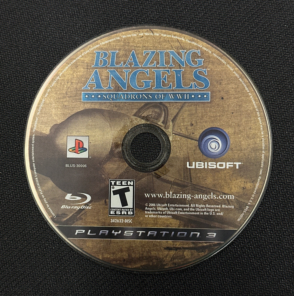 Blazing Angels: Squadrons of WWII game disc on a black background