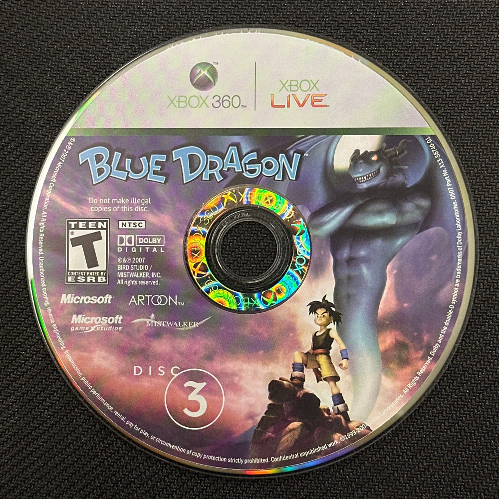 Game disc for 'Blue Dragon' on Xbox 360 with colorful design
