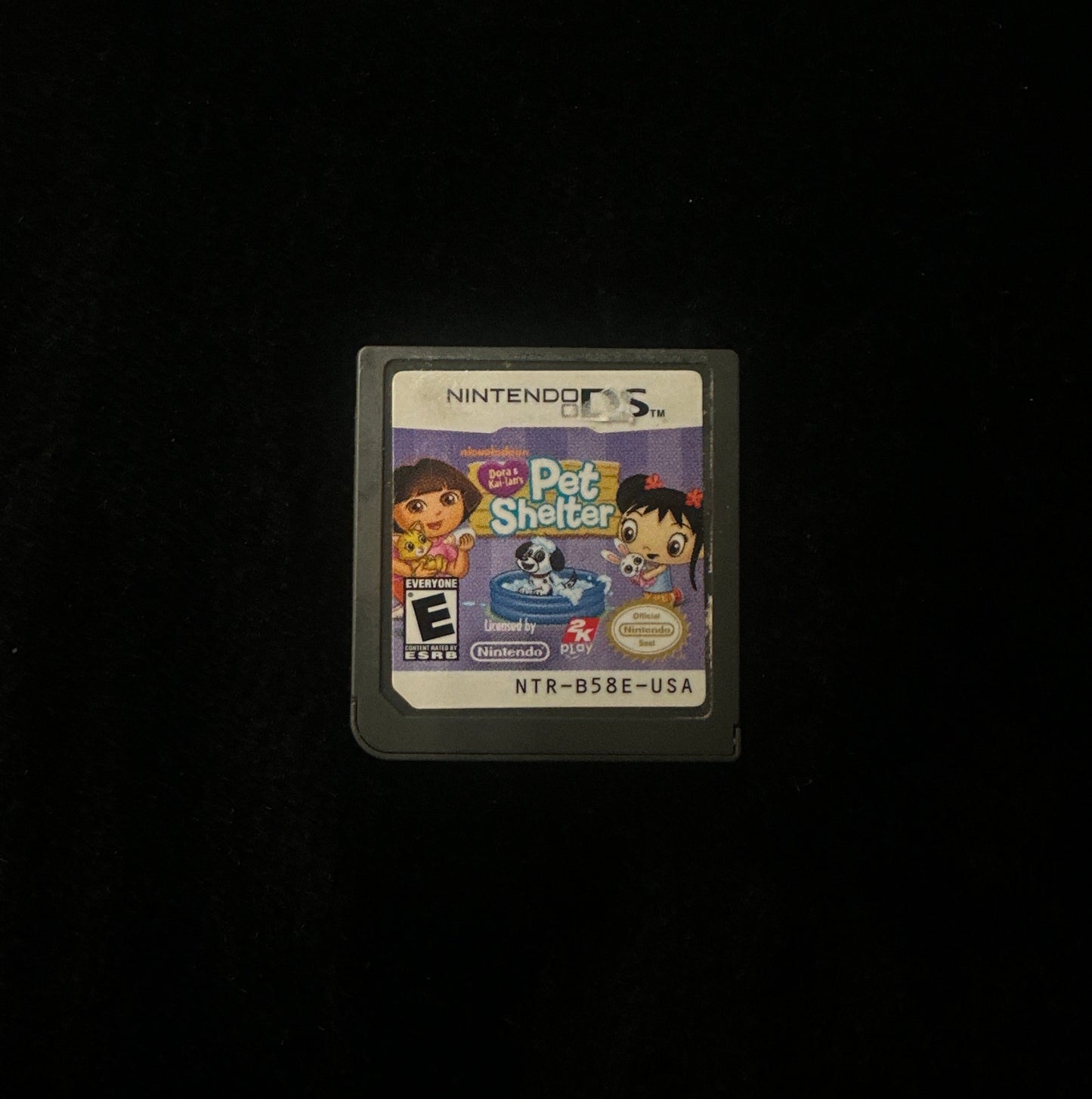 Nintendo DS game cartridge on a black background