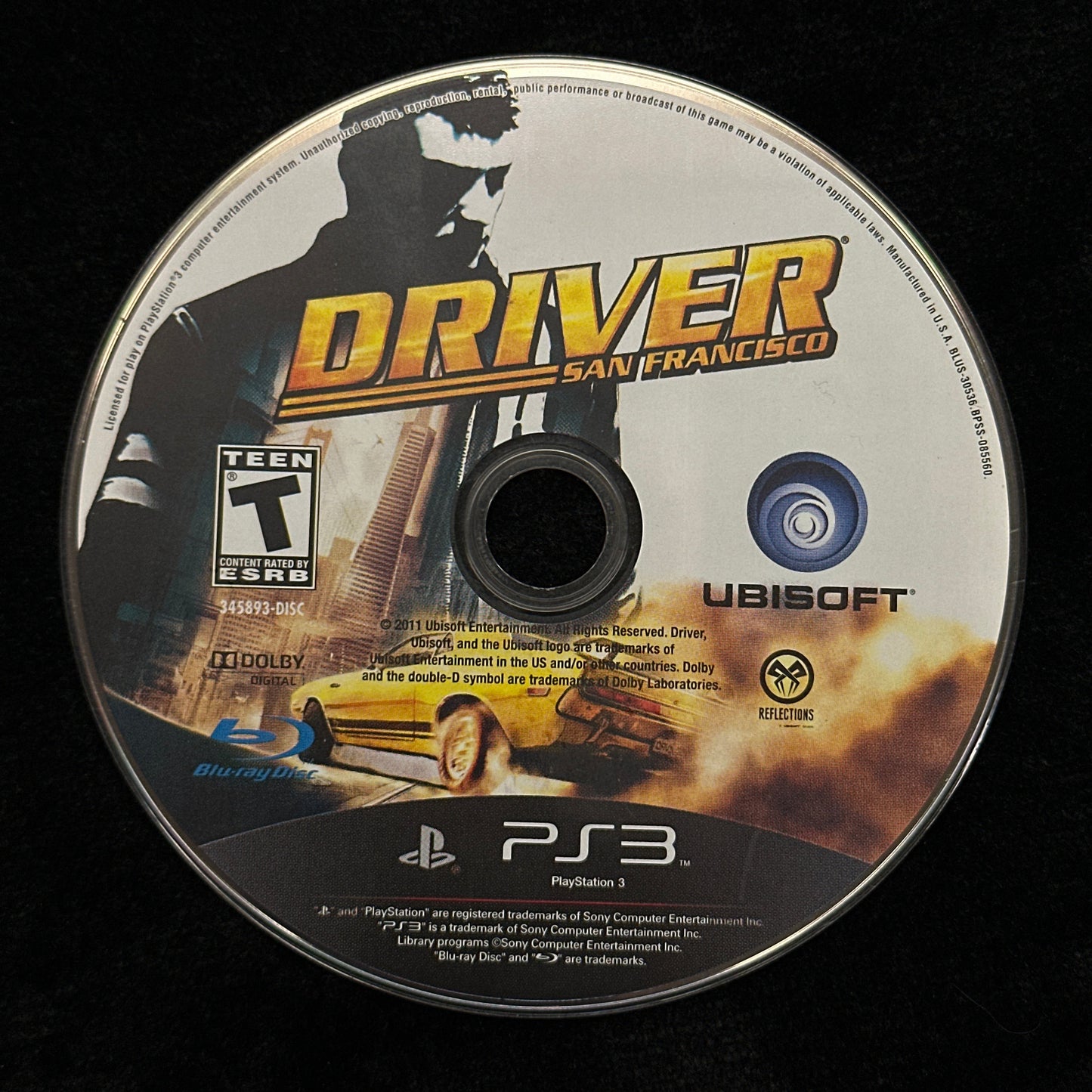 Game disc for 'Driver: San Francisco' on a black background