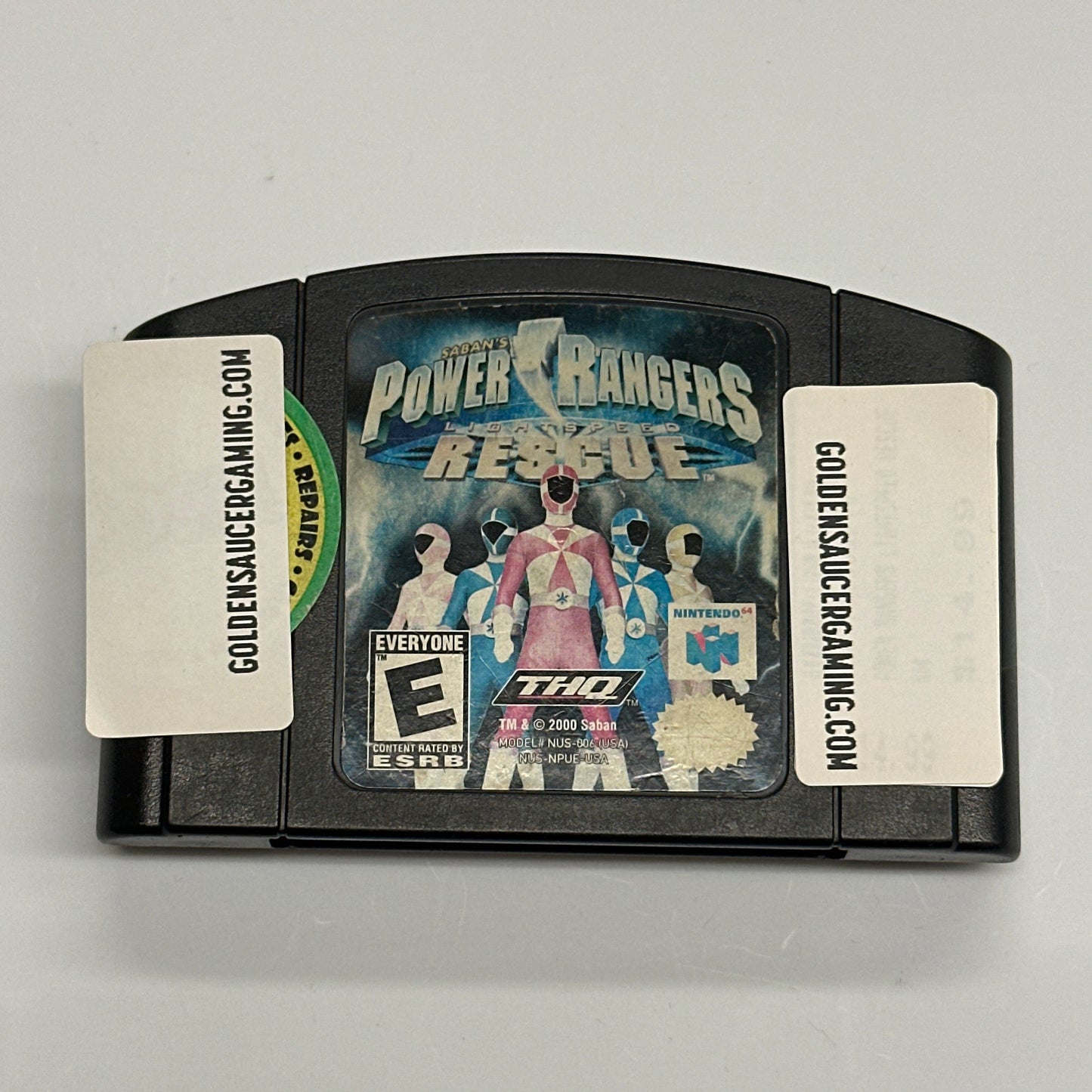 Game cartridge with 'Power Rangers' branding on a white background
