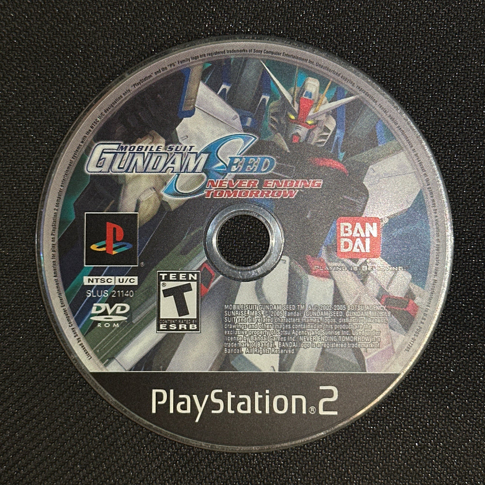 PlayStation 2 game disc with graphics and branding on a textured black surface