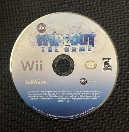 Wii game disc for 'Wipeout: The Game' on a black textured background