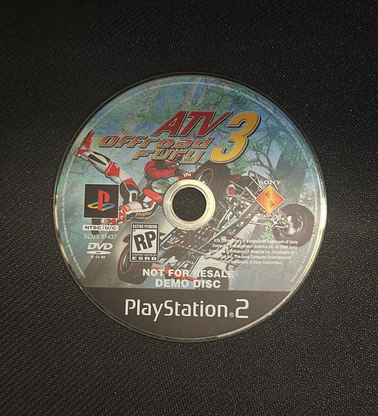 PlayStation 2 game disc with branding and text on a black background