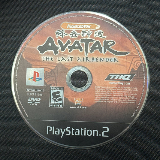 PlayStation 2 game disc for 'Avatar: The Last Airbender' on a black background