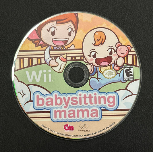 Disc from 'Babysitting Mama' game for Wii on a black background