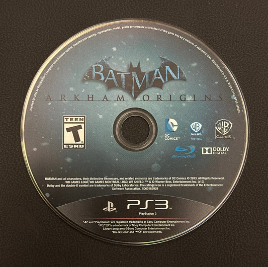Batman: Arkham Origins game disc on a black background