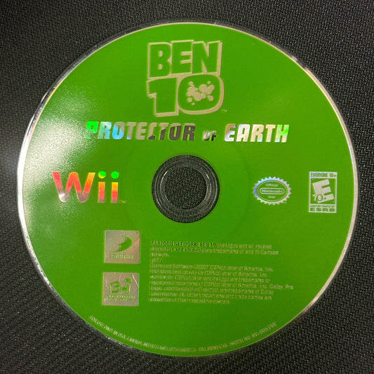 Green game disc for 'Ben 10: Protector of Earth' on a black background