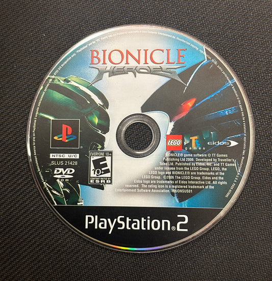 PlayStation 2 game disc labeled 'Bionicle' on a textured black surface
