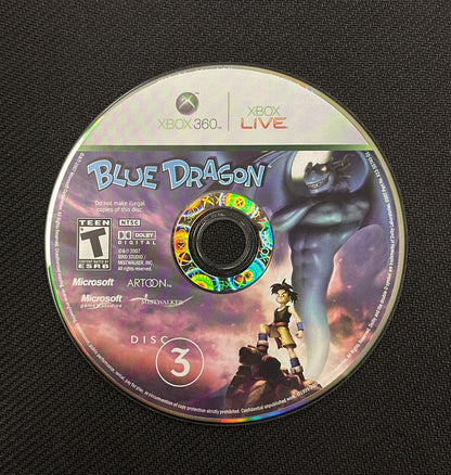 Game disc for 'Blue Dragon' on Xbox 360 with colorful design
