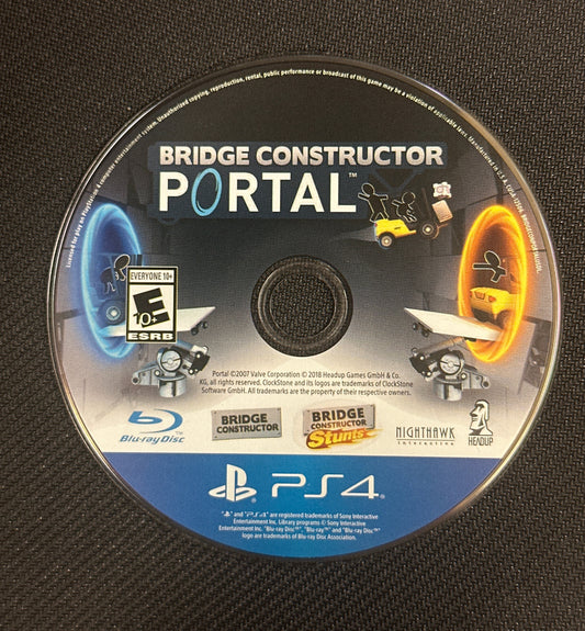 Disc for 'Bridge Constructor Portal' game on PS4 console