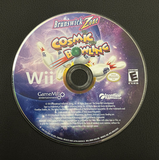 Game disc for 'Cosmic Bowling' on a black background