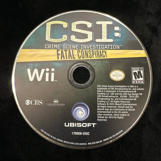CSI: Crime Scene Investigation Fatal Conspiracy for Wii (Loose Disc)