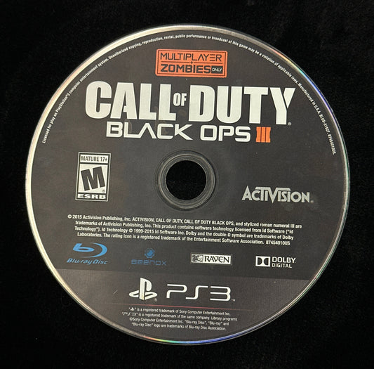 Call of Duty Black Ops III Multiplayer Zombies ONLY for PlayStation 3 (Loose Disc)