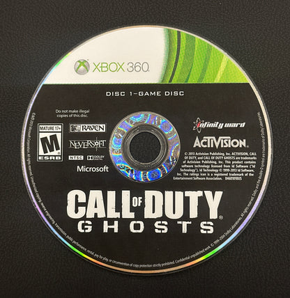 Game disc for 'Call of Duty: Ghosts' on a black background