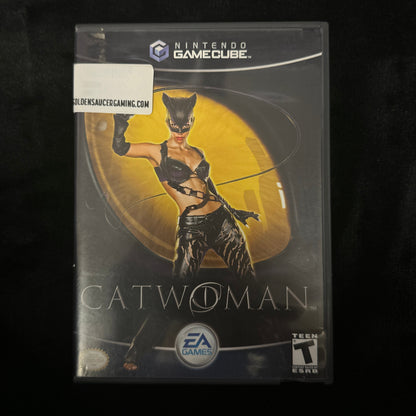 Catwoman video game case for Nintendo GameCube on a dark background