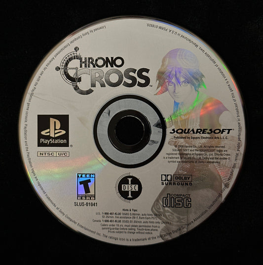 Game disc for 'Chrono Cross' on a black background