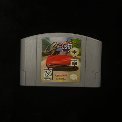 Cruis’n USA for Nintendo 64 game pak on black background