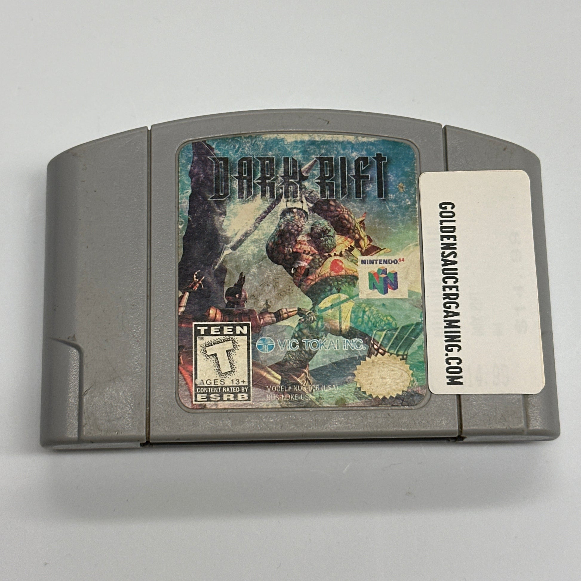 Gray game cartridge with colorful label on a white background