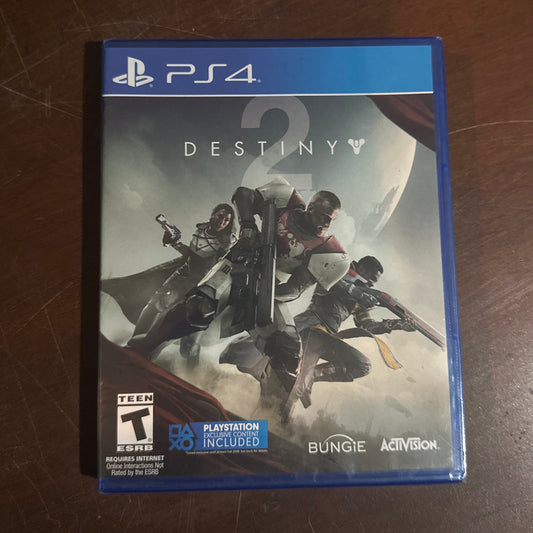Video game case for 'Destiny 2' on a wooden surface