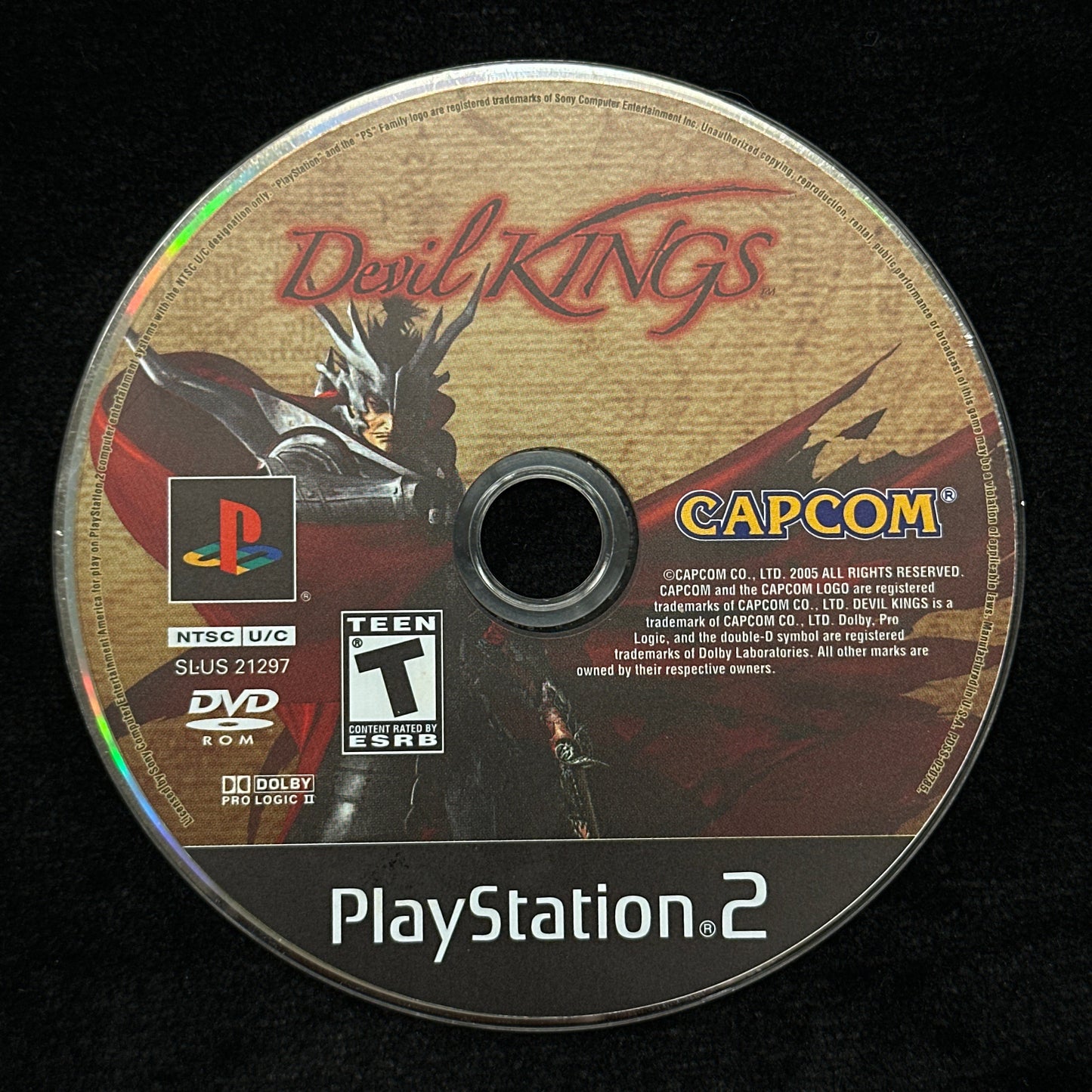 PlayStation 2 game disc with Capcom logo on a black background