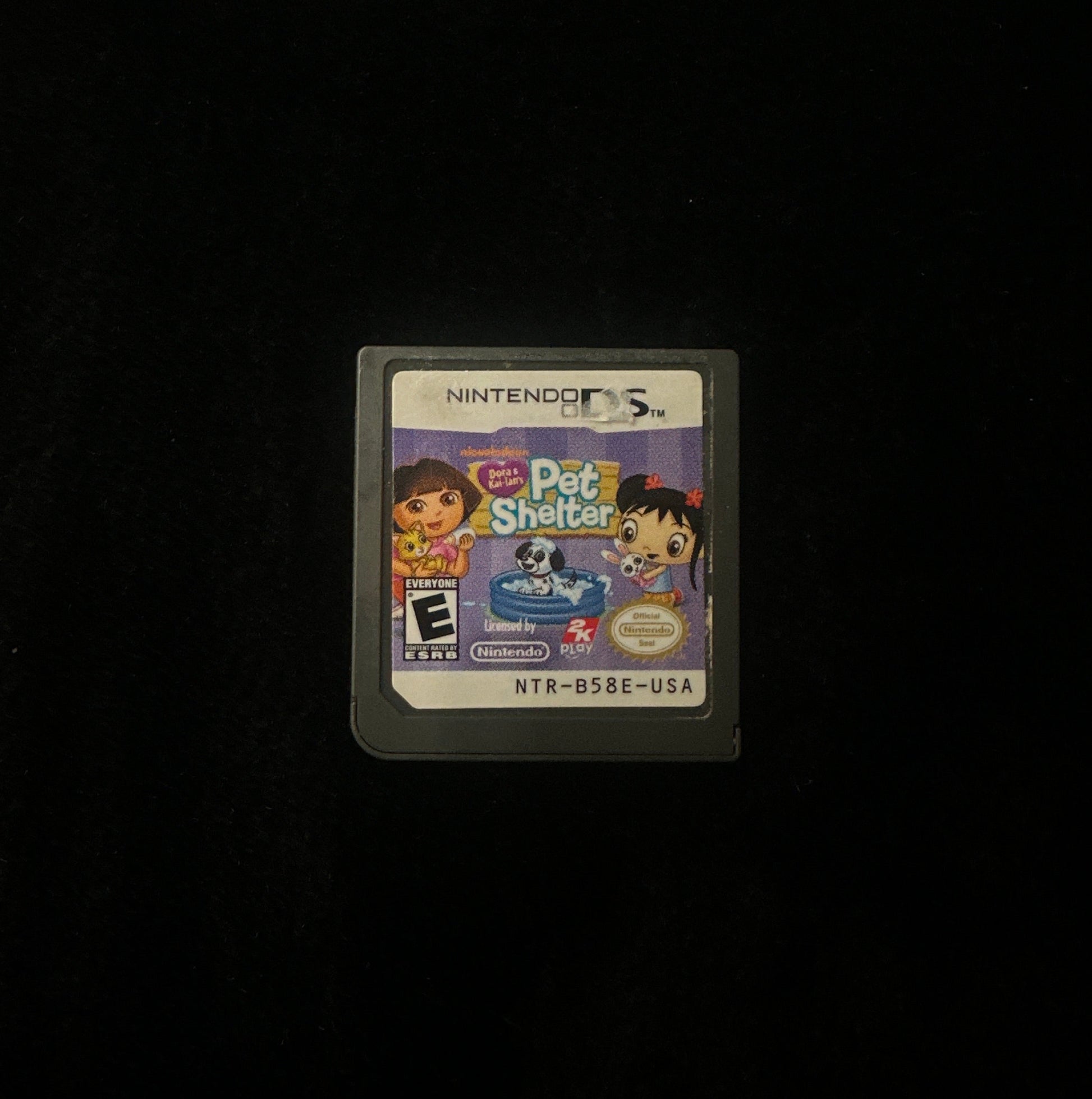 Nintendo DS game cartridge on a black background
