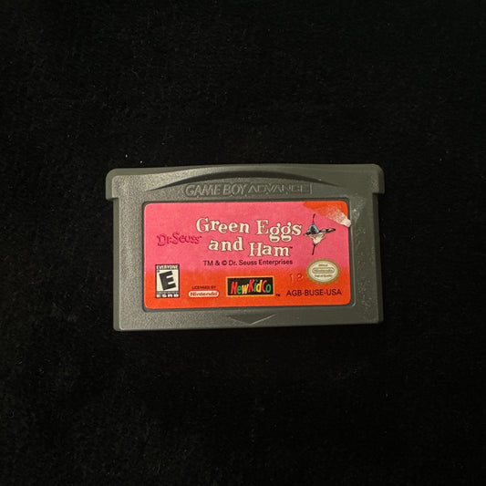Game cartridge with 'Green Eggs and Ham' on a black background