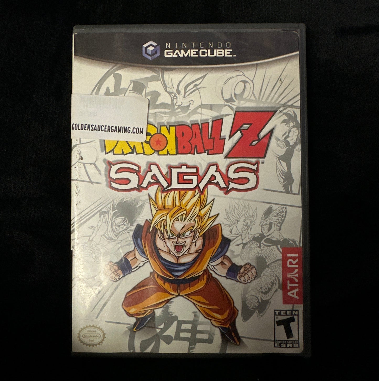 GameCube game case for 'Dragon Ball Z: Sagas' on a dark background
