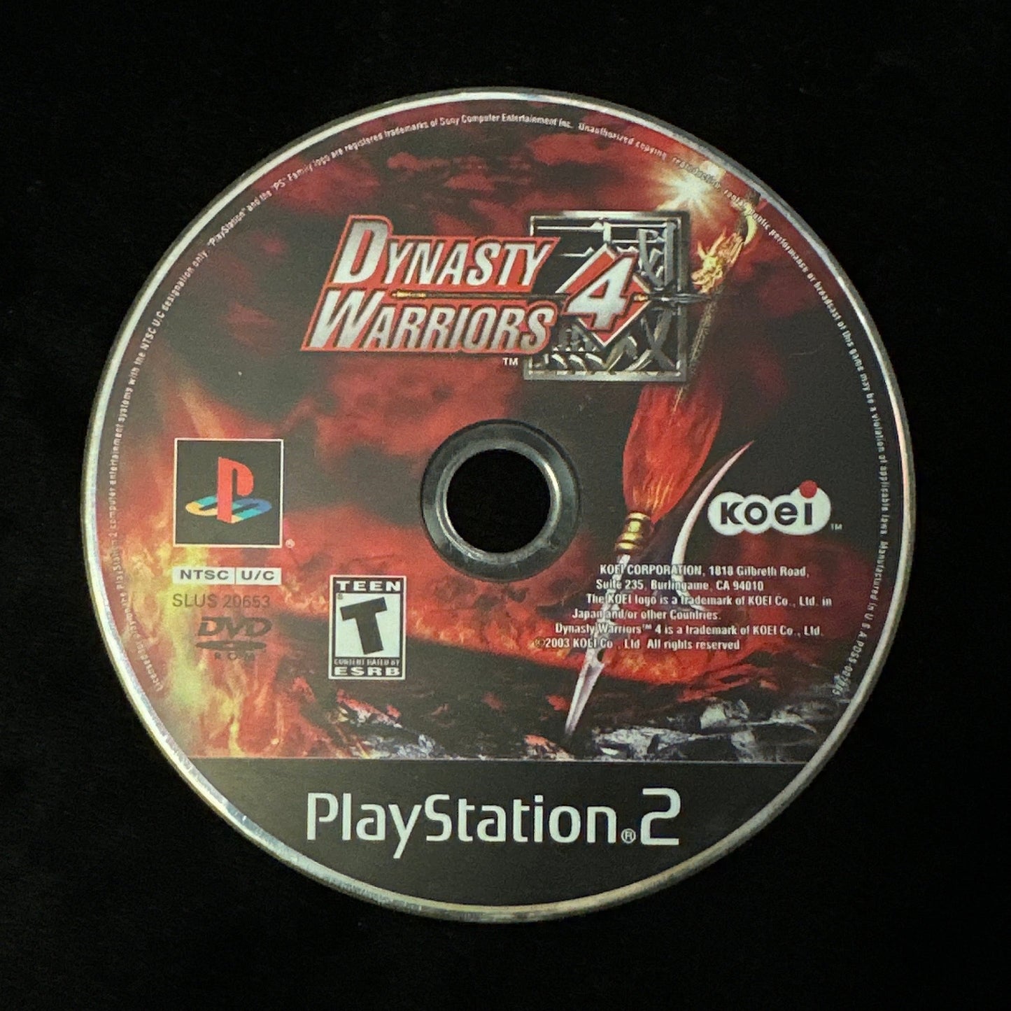 Dynasty Warriors 4 for PS2 (loose disc)
