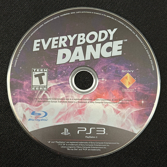 Game disc for 'Everybody Dance' on a black surface