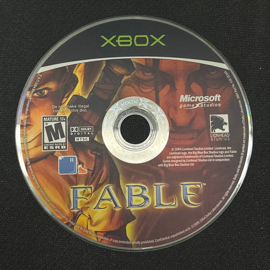 Fable game disc for Xbox on a black background