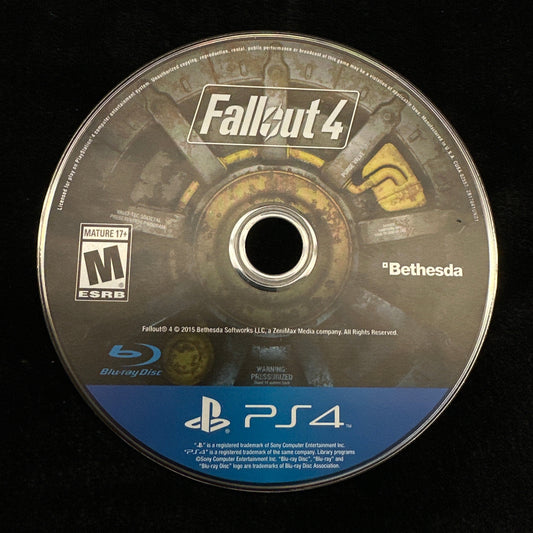 Game disc for 'Fallout 4' on a black background