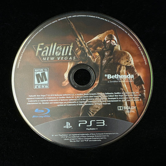 Game disc for 'Fallout: New Vegas' on a black background