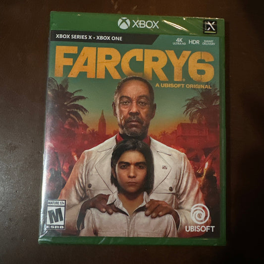 Game box for 'Far Cry 6' on a dark surface