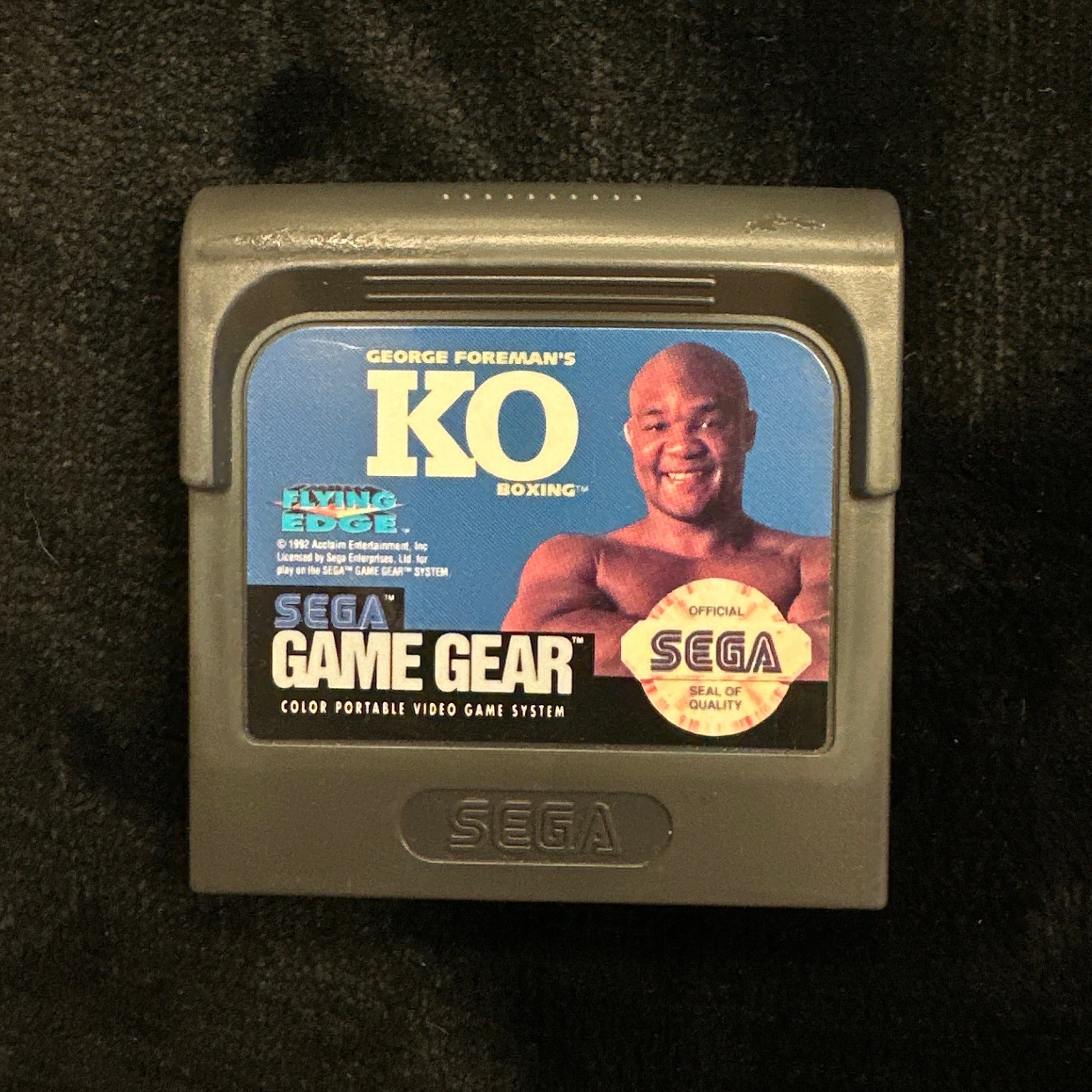 Sega Game Gear game cartridge on a dark background