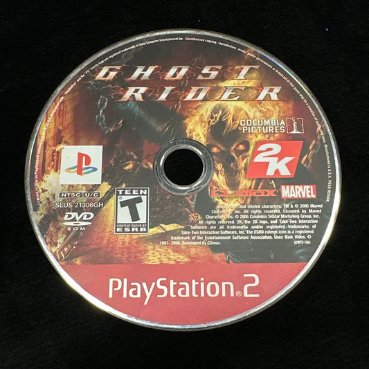 Ghostrider PlayStation 2 game disc on a black background