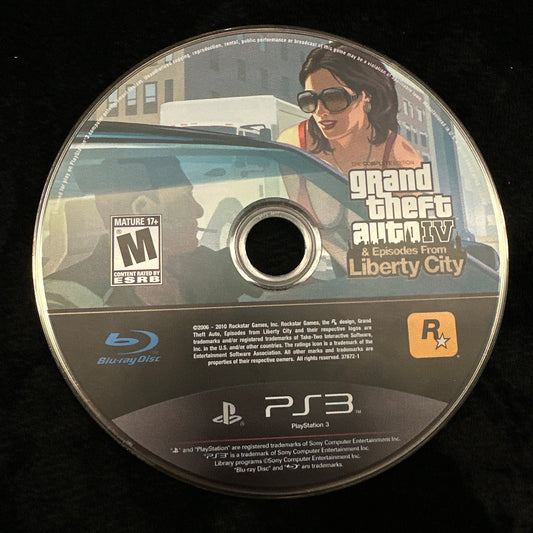 Grand Theft Auto (GTA) IV & Episodes from Liberty City for PS3 (Loose Disc)