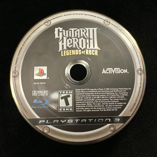 Guitar Hero III Legends of Rock for PS3 (Loose Disc)
