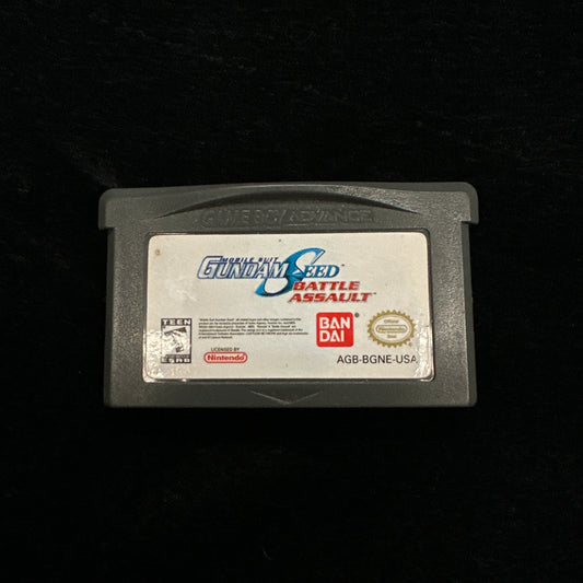 Game cartridge with branding on a black background