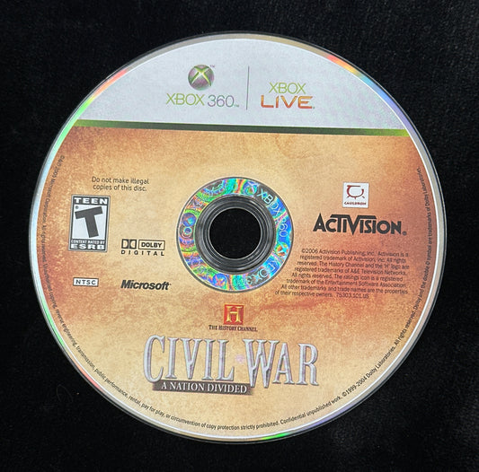 History Channel Civil War A Nation Divided for Xbox 360 (Loose Disc)