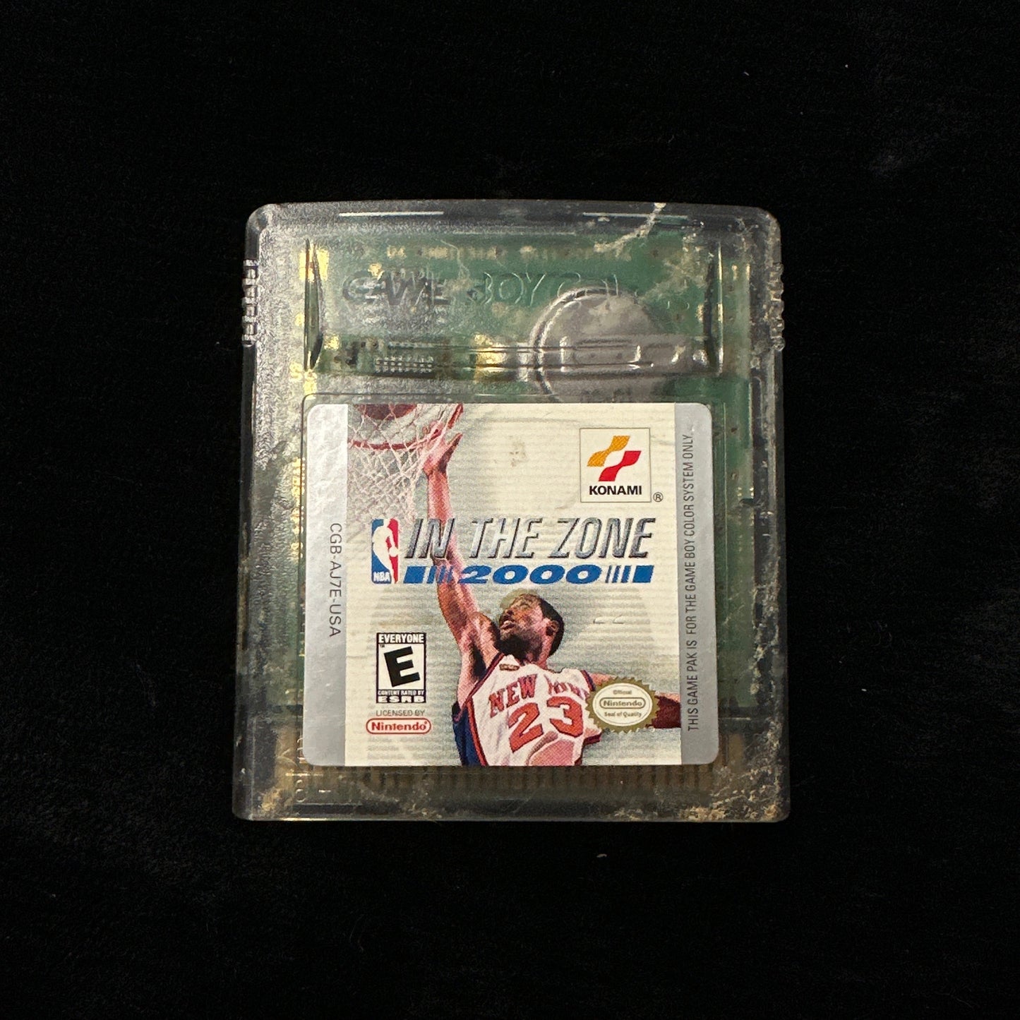 Game cartridge for a video game on a black background
