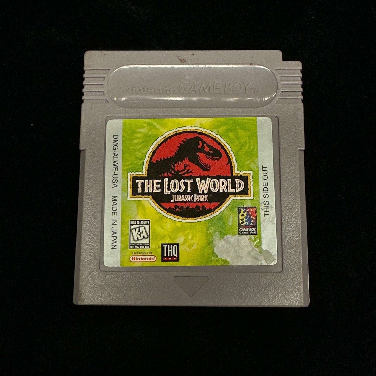 Game cartridge for 'The Lost World' on a black background