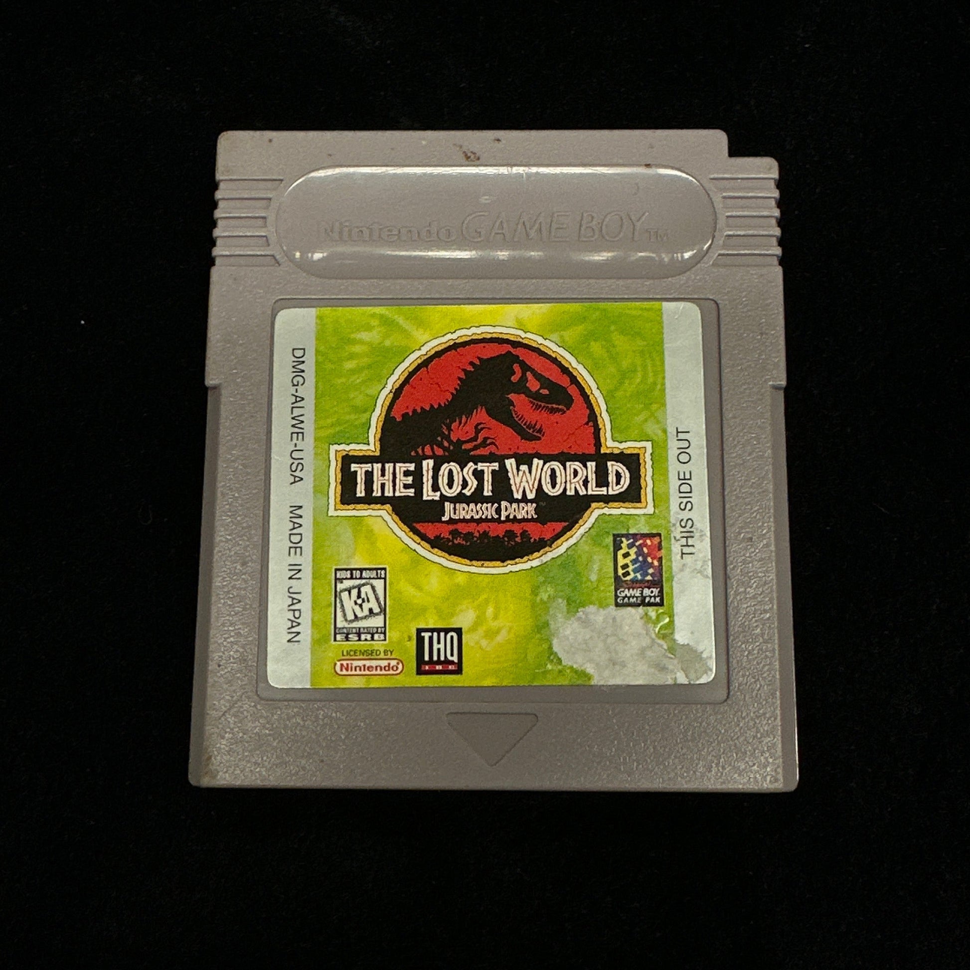 Game cartridge for 'The Lost World' on a black background