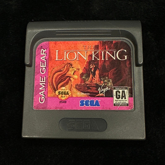 Sega game cartridge for 'The Lion King' on a dark background