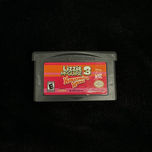 Game cartridge with a colorful label on a black background