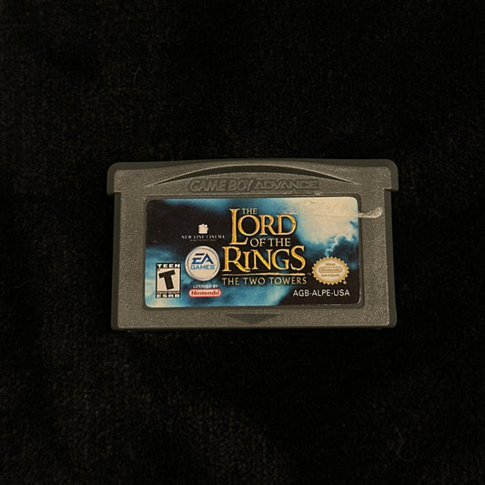 Game cartridge for 'The Lord of the Rings' on a black background
