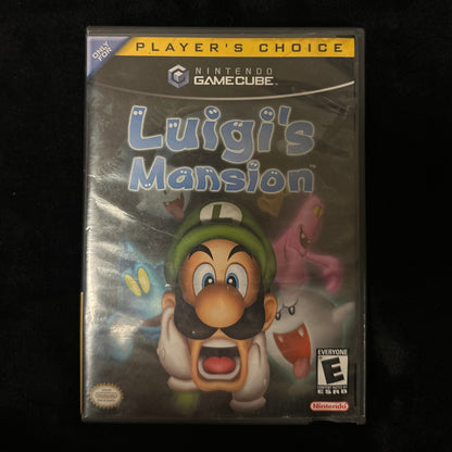 Luigi's Mansion game case for GameCube on a dark background