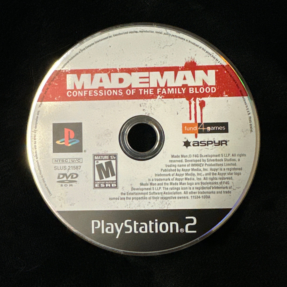Mademan Confessions of the Family Blood for PS2 (loose disc)